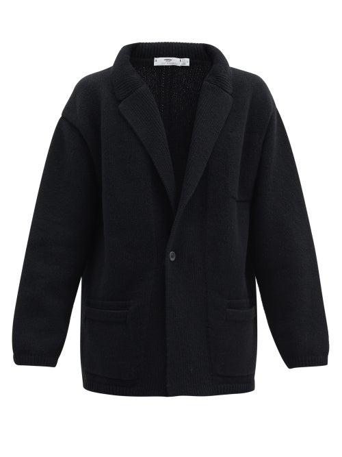 Matchesfashion.com Inis Mein - Double-breasted Merino Wool-blend Cardigan - Mens - Black