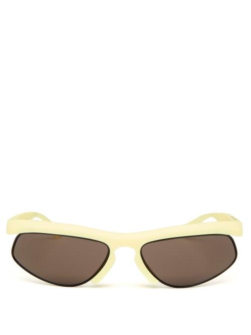 Bottega Veneta - Rectangle Acetate Sunglasses - Womens - Yellow