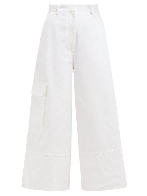 Matchesfashion.com 2 Moncler 1952 - Wide Leg Cotton Cargo Trousers - Womens - White
