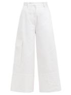 Matchesfashion.com 2 Moncler 1952 - Wide Leg Cotton Cargo Trousers - Womens - White