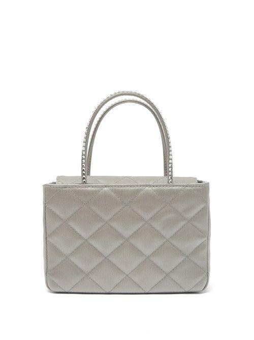Amina Muaddi - Amini Betty Crystal-handle Silk-satin Box Bag - Womens - Grey
