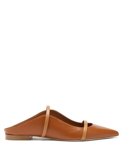 Ladies Shoes Malone Souliers - Maureen Backless Leather Flats - Womens - Tan Multi