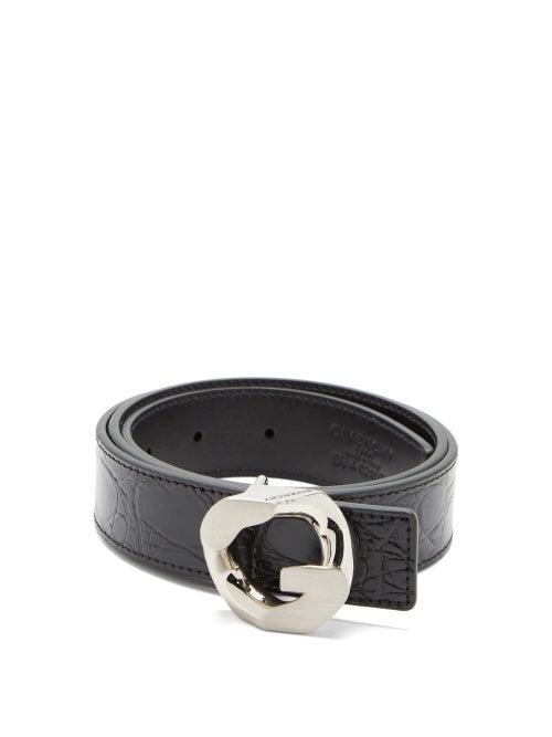 Matchesfashion.com Givenchy - G-chain Crocodile-effect Leather Belt - Womens - Black