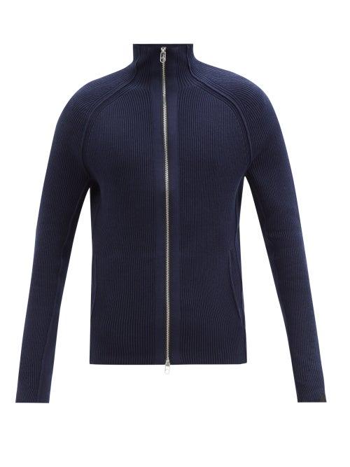 Rag & Bone - Dexter Zipped Cotton-blend Rib Sweater - Mens - Navy