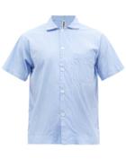 Tekla - Striped Organic Cotton-poplin Pyjama Shirt - Mens - Light Blue