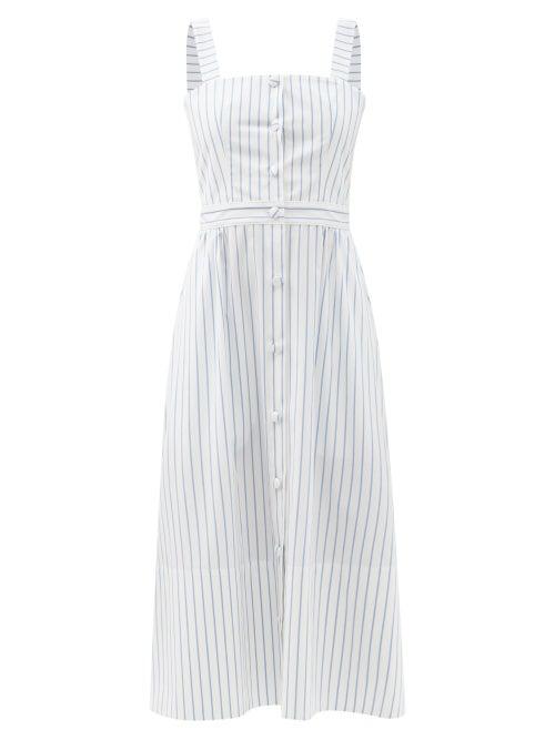 Ladies Rtw Julie De Libran - Pinstripe Cotton-charvet Dress - Womens - Blue Stripe