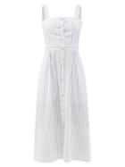 Ladies Rtw Julie De Libran - Pinstripe Cotton-charvet Dress - Womens - Blue Stripe