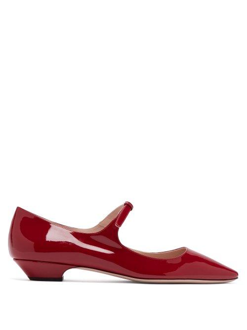 Matchesfashion.com Miu Miu - Patent Leather Mary Jane Flats - Womens - Dark Red