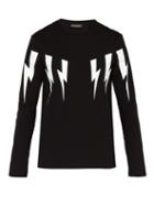 Matchesfashion.com Neil Barrett - Lightning Bolt Cotton Blend T Shirt - Mens - Black Multi