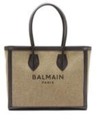 Balmain - B-army Canvas And Leather Tote Bag - Womens - Black Multi