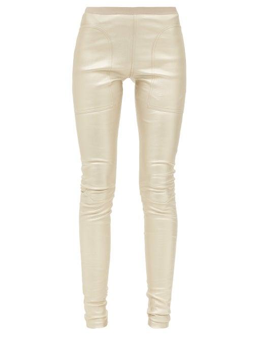 Rick Owens - Elasticated-waist Leather-blend Leggings - Womens - Silver