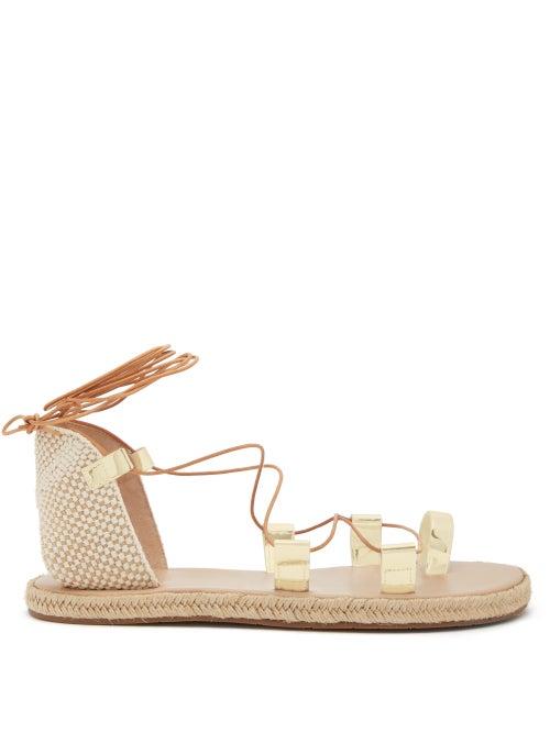 Matchesfashion.com Ancient Greek Sandals - Esmeralda Woven-canvas Sandals - Womens - Gold