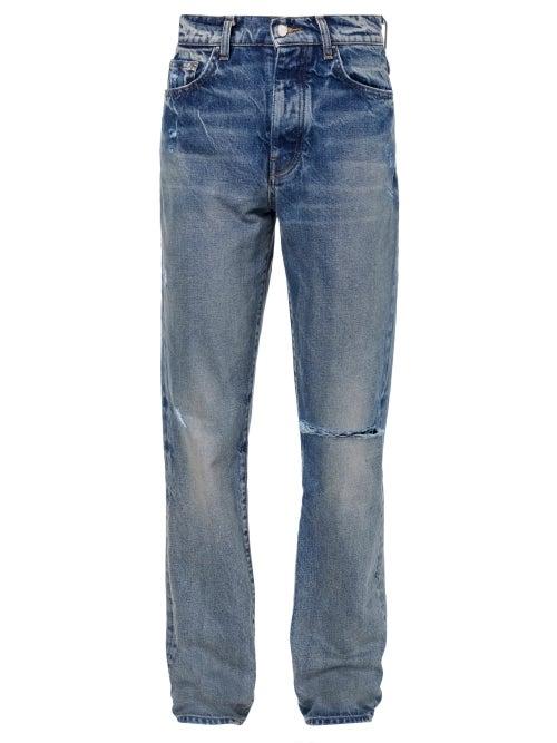 Amiri - Distressed Straight-leg Jeans - Mens - Blue