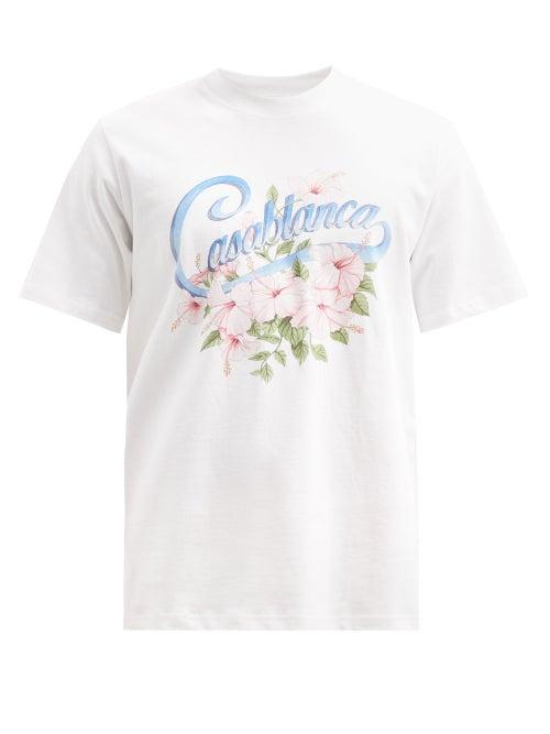 Matchesfashion.com Casablanca - Logo-print Organic-cotton Jersey T-shirt - Mens - White
