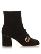 Gucci Marmont Fringed Suede Boots