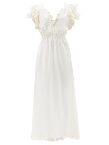 Ladies Lingerie Eres X Julie De Libran - Rose Lace-trimmed Silk Dress - Womens - Ecru White Splash