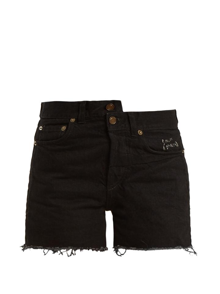 Saint Laurent High-rise Raw-hem Denim Shorts