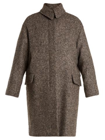 Vanessa Bruno Point-collar Herringbone-tweed Wool-blend Coat