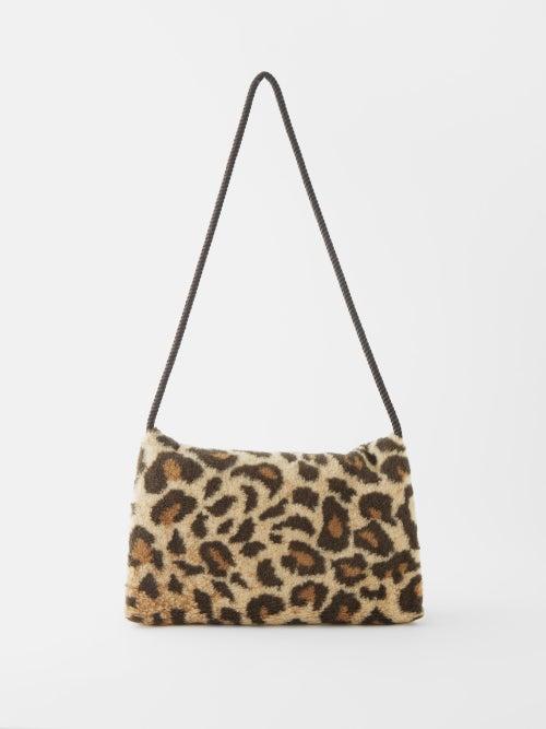 Raey - Stringed Leopard Fleece Pocket Muff - Womens - Tan Multi