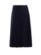 Matchesfashion.com Golden Goose Deluxe Brand - Maloja A Line Wool Blend Twill Skirt - Womens - Navy