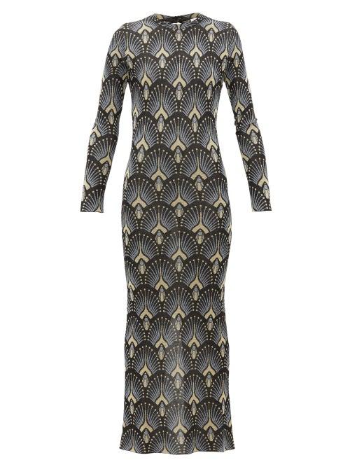 Matchesfashion.com Paco Rabanne - Geometric Metallic Jacquard Maxi Dress - Womens - Black Multi