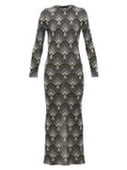 Matchesfashion.com Paco Rabanne - Geometric Metallic Jacquard Maxi Dress - Womens - Black Multi