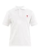 Ami - Ami De Caur-logo Cotton Polo Shirt - Mens - White