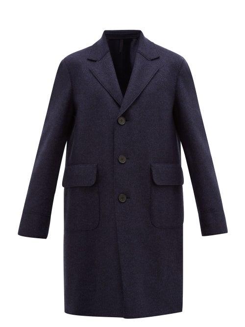 Matchesfashion.com Harris Wharf London - Single Breasted Felted Virgin Wool Overcoat - Mens - Blue