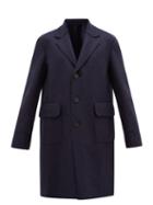 Matchesfashion.com Harris Wharf London - Single Breasted Felted Virgin Wool Overcoat - Mens - Blue