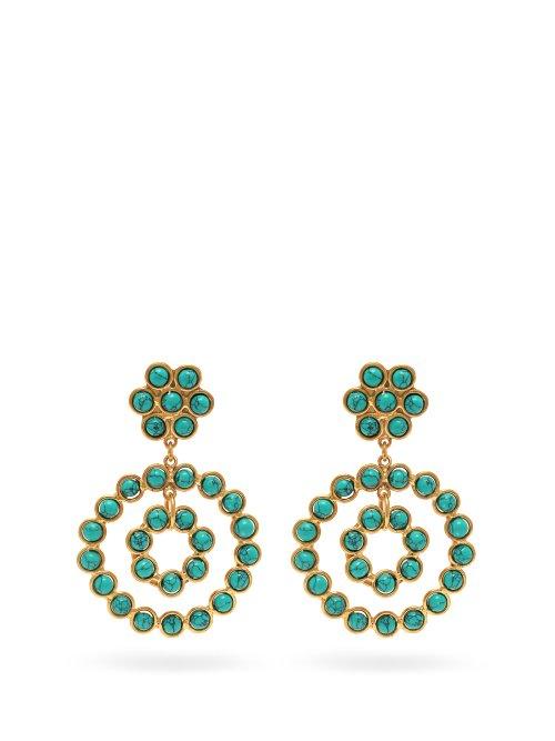 Matchesfashion.com Sylvia Toledano - Beaded Hoop Earrings - Womens - Blue