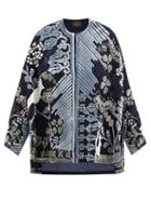 Biyan - Clover Beaded And Embroidered Faille Jacket - Womens - Navy Multi