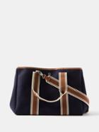 Rue De Verneuil - Traversee M Leather-trim Flannel Tote Bag - Womens - Navy Multi