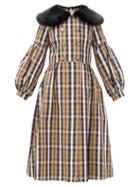 Matchesfashion.com Shrimps - Jacques Checked Faux Fur-trimmed Coat - Womens - Multi