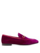 Matchesfashion.com Gucci - Jordaan Velvet Loafers - Womens - Dark Pink