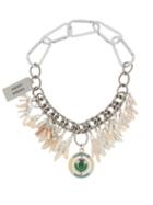 Matchesfashion.com Chopova Lowena - Pearl And Vintage Charm Chain Necklace - Womens - Silver