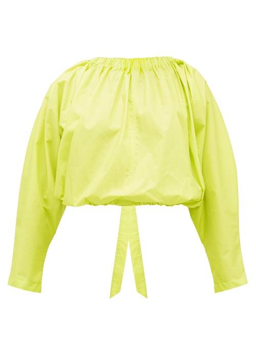 Matchesfashion.com Molly Goddard - Bonnie Open-back Cotton-paper Blouse - Womens - Green