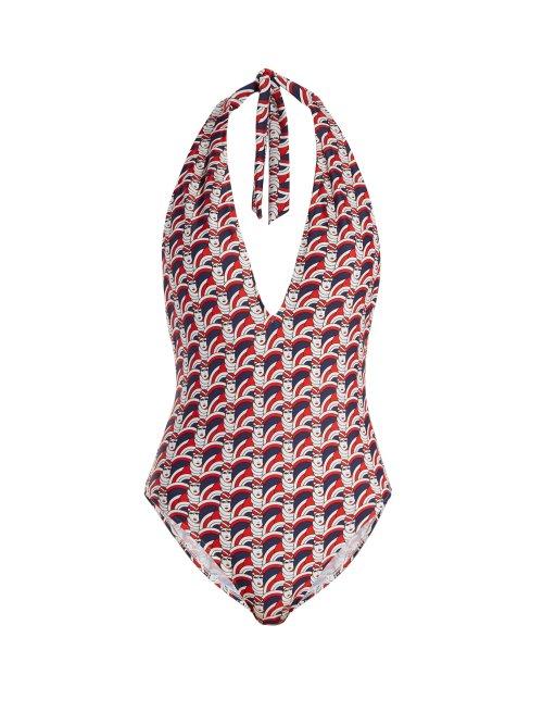 Matchesfashion.com La Doublej - Faccine Print Swimsuit - Womens - Red Multi
