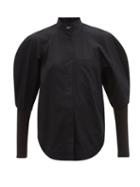 Matchesfashion.com Aje - Chaise Puff-sleeve Cotton-twill Shirt - Womens - Black