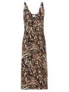 Matchesfashion.com Raey - Bust Cup Marbled Animal Print Silk Slip Dress - Womens - Brown Print