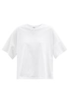 Loewe - Anagram-embroidered Cropped Cotton-jersey T-shirt - Womens - White