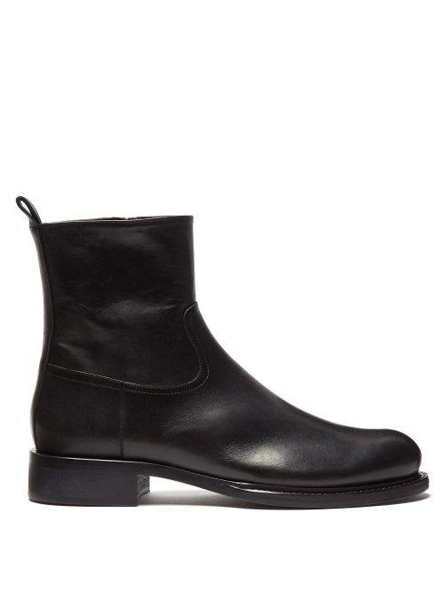 Matchesfashion.com Ann Demeulemeester - Zipped Leather Ankle Boots - Womens - Black