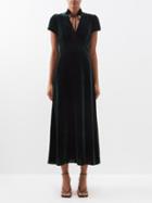 Cefinn - Jacquetta Velvet Midi Dress - Womens - Dark Green