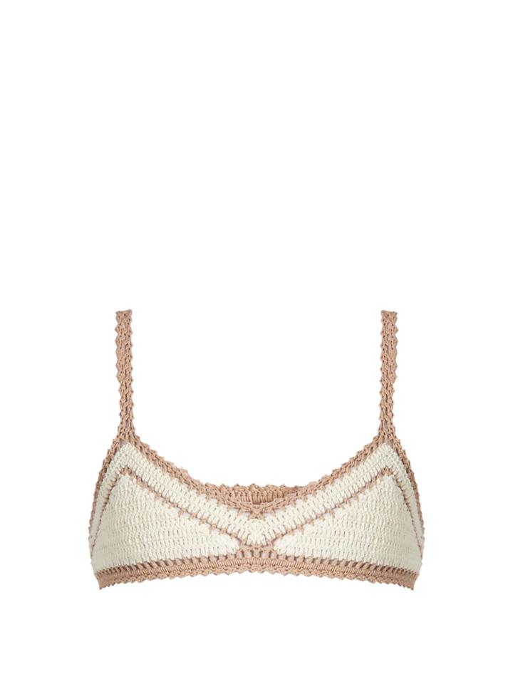 She Made Me Sana Crop Crochet Bikini Top