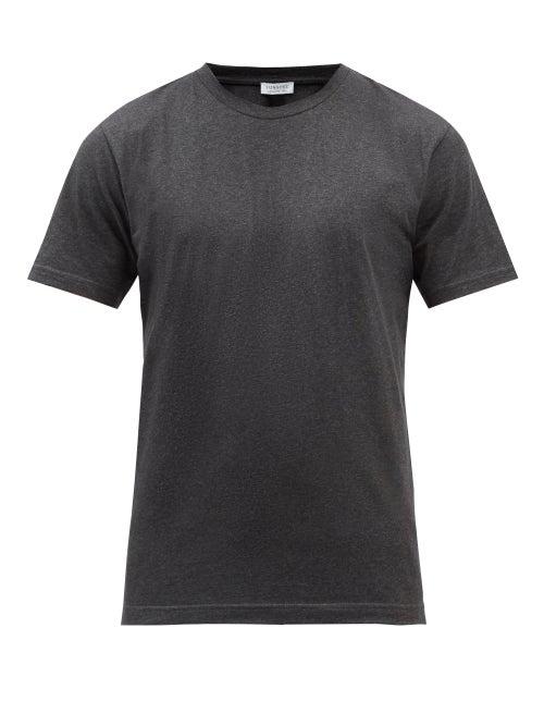 Mens Rtw Sunspel - Riviera Organic Cotton-jersey T-shirt - Mens - Dark Grey