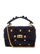 Valentino Garavani - Roman Stud Knitted Cashmere Shoulder Bag - Womens - Navy