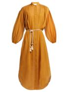 Matchesfashion.com Zimmermann - Wayfarer Crinkled Cotton And Silk Blend Midi Dress - Womens - Yellow