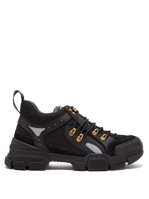 Matchesfashion.com Gucci - Flashtrek Leather Trimmed Trainers - Womens - Black