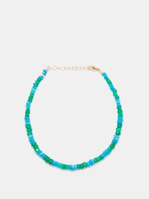 Jia Jia - Marine Stripe Opal & 14kt Gold Necklace - Womens - Blue Multi