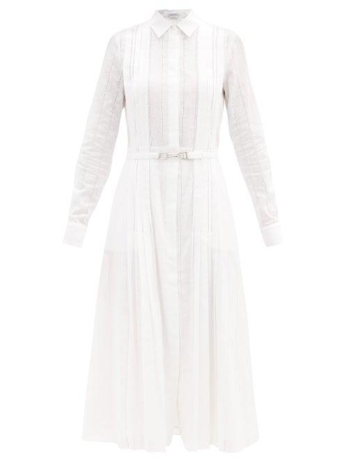 Matchesfashion.com Gabriela Hearst - Vera Ladder-lace Cotton-voile Shirt Dress - Womens - White Navy