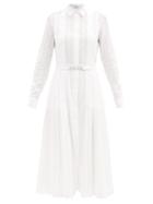 Matchesfashion.com Gabriela Hearst - Vera Ladder-lace Cotton-voile Shirt Dress - Womens - White Navy
